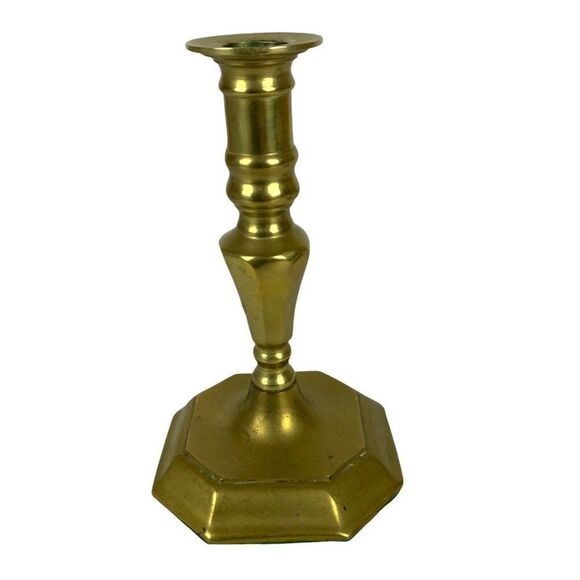 Antiqued Brass Candlesticks Holders 7 Inches Heavy Square Base Made in Korea - Picture 4 of 10